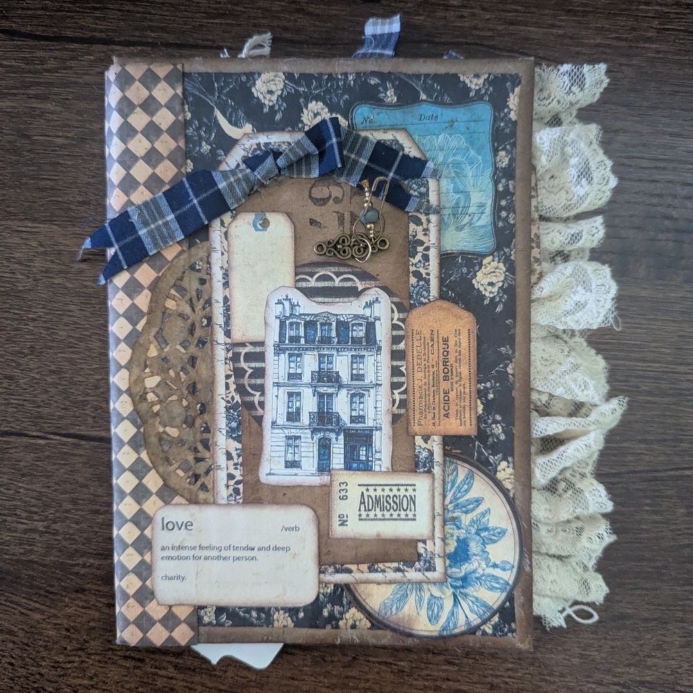 🌻Vintage Cinema Floral Junk Journal-Handmade- Recycled-Primitive-Rustic/ Nature